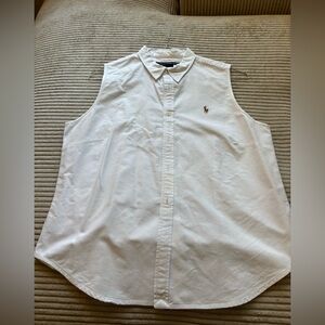 Ralph Lauren White Sleeveless Button Down Shirt